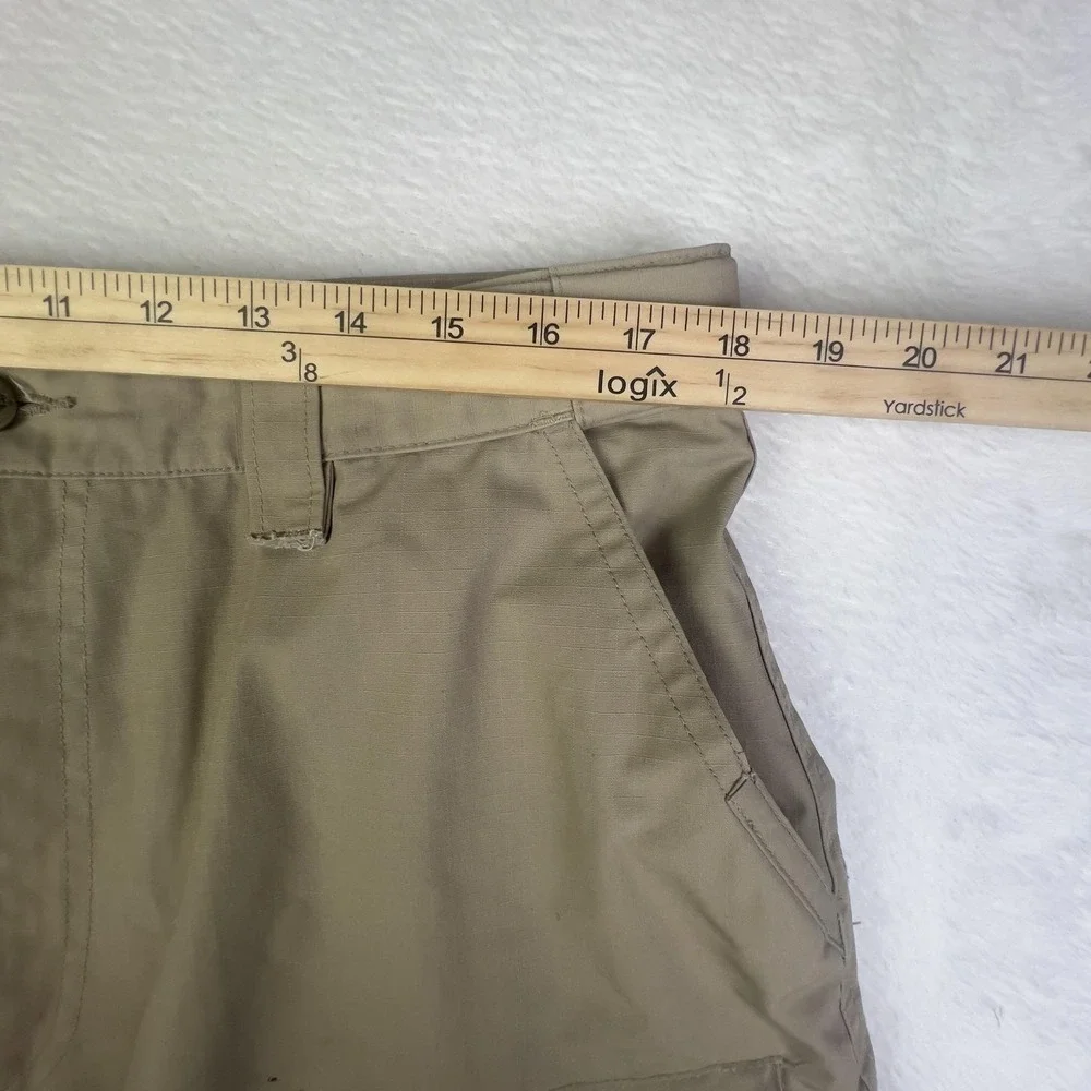 Mens Cargo Pants‎ 34x32 Beige Ripstop Flat Front Straight Leg Workwear Pockets